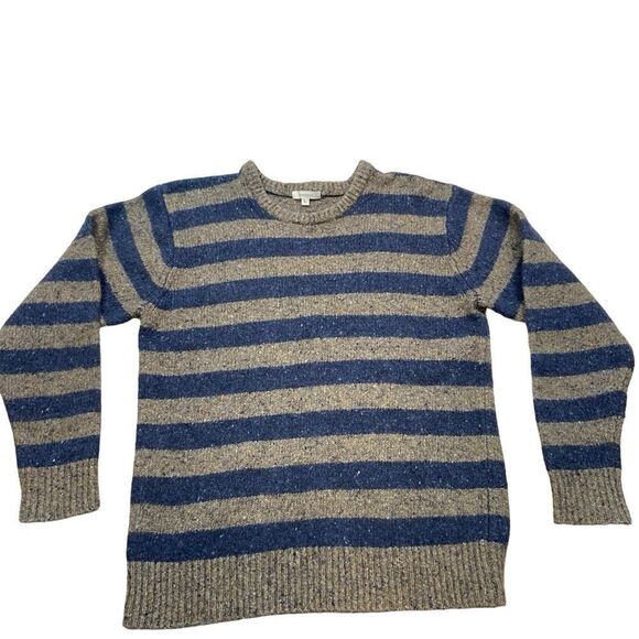 Men’s Oliver Ridley Brand Blue and Brown Striped Sweater Wool Alpaca Blend‎ L - Picture 4 of 8